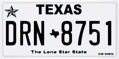 TX license plate DRN8751