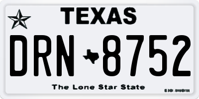 TX license plate DRN8752