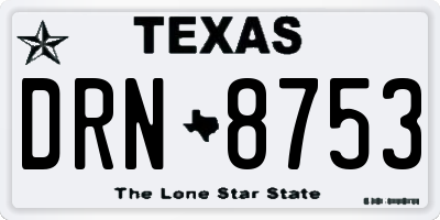 TX license plate DRN8753