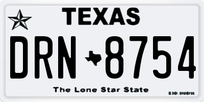 TX license plate DRN8754