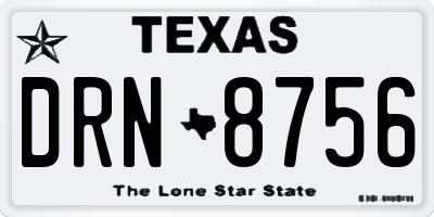 TX license plate DRN8756