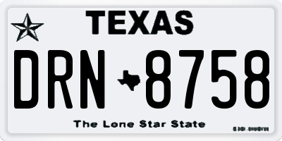 TX license plate DRN8758