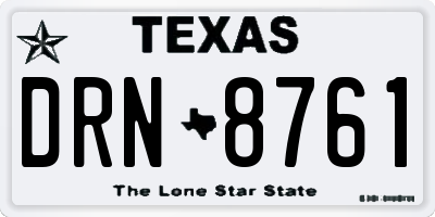 TX license plate DRN8761