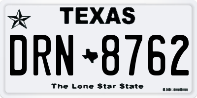 TX license plate DRN8762