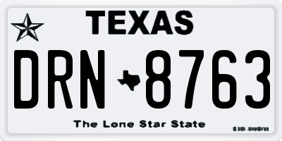 TX license plate DRN8763