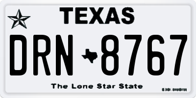 TX license plate DRN8767