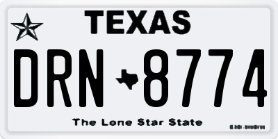 TX license plate DRN8774
