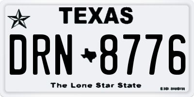 TX license plate DRN8776