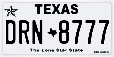 TX license plate DRN8777