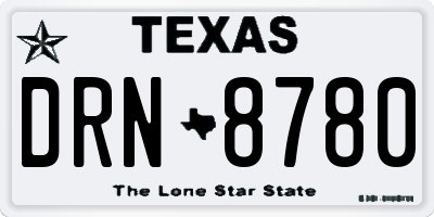 TX license plate DRN8780
