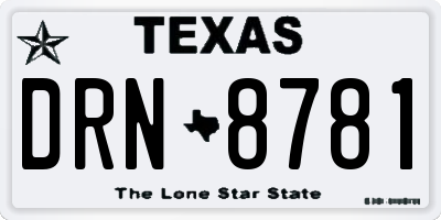 TX license plate DRN8781