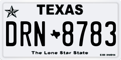 TX license plate DRN8783