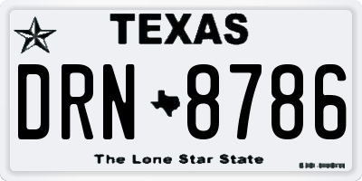TX license plate DRN8786