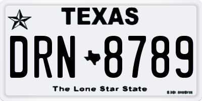 TX license plate DRN8789