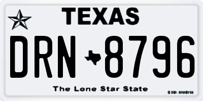 TX license plate DRN8796