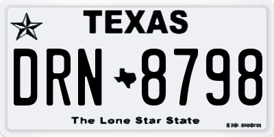 TX license plate DRN8798