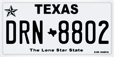 TX license plate DRN8802