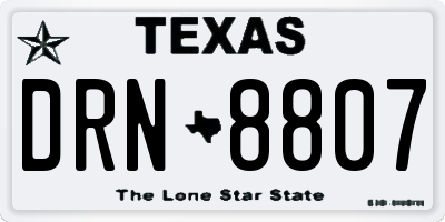TX license plate DRN8807