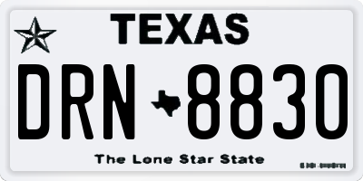 TX license plate DRN8830