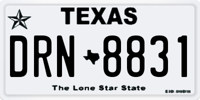 TX license plate DRN8831