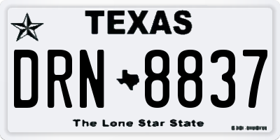 TX license plate DRN8837