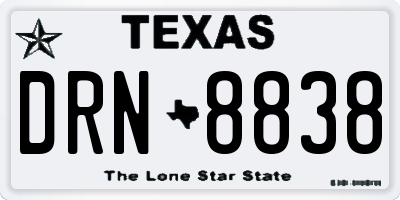 TX license plate DRN8838
