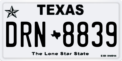 TX license plate DRN8839