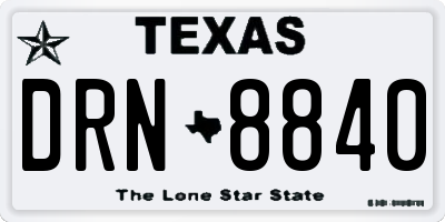 TX license plate DRN8840