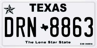TX license plate DRN8863
