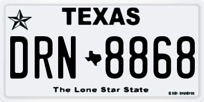 TX license plate DRN8868