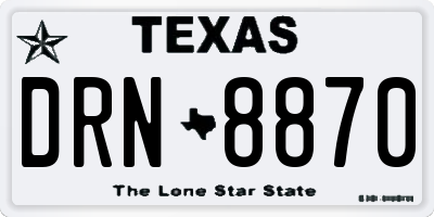 TX license plate DRN8870