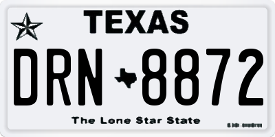 TX license plate DRN8872