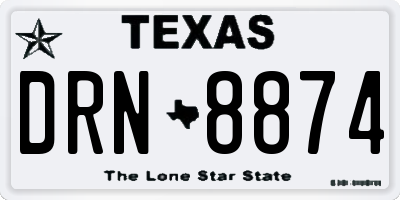 TX license plate DRN8874