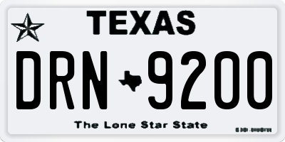 TX license plate DRN9200