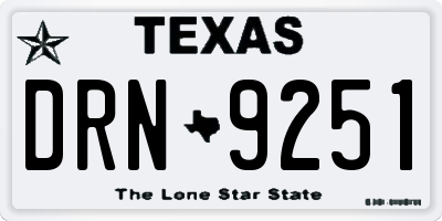 TX license plate DRN9251