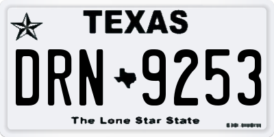 TX license plate DRN9253