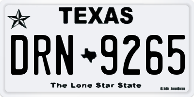 TX license plate DRN9265