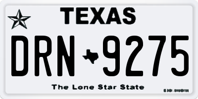 TX license plate DRN9275