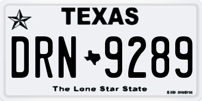 TX license plate DRN9289