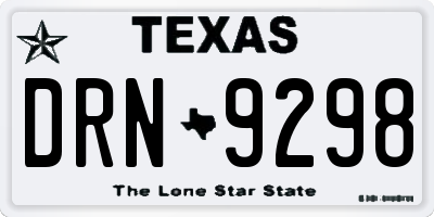 TX license plate DRN9298