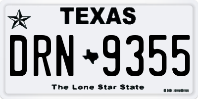TX license plate DRN9355