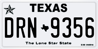 TX license plate DRN9356