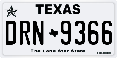 TX license plate DRN9366