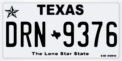 TX license plate DRN9376