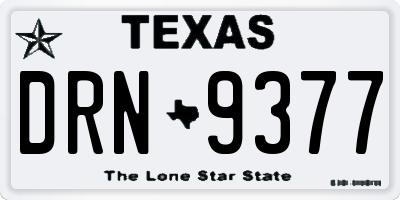 TX license plate DRN9377