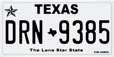 TX license plate DRN9385