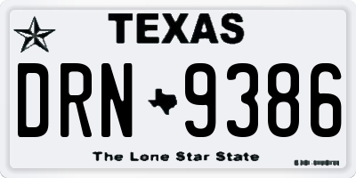 TX license plate DRN9386