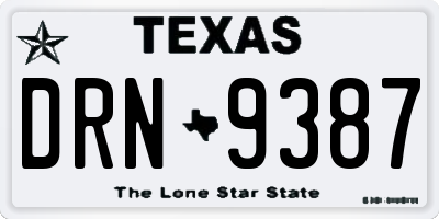 TX license plate DRN9387
