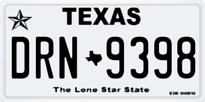 TX license plate DRN9398