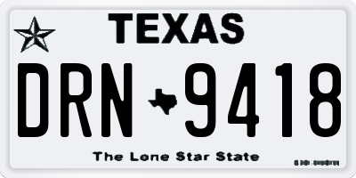 TX license plate DRN9418